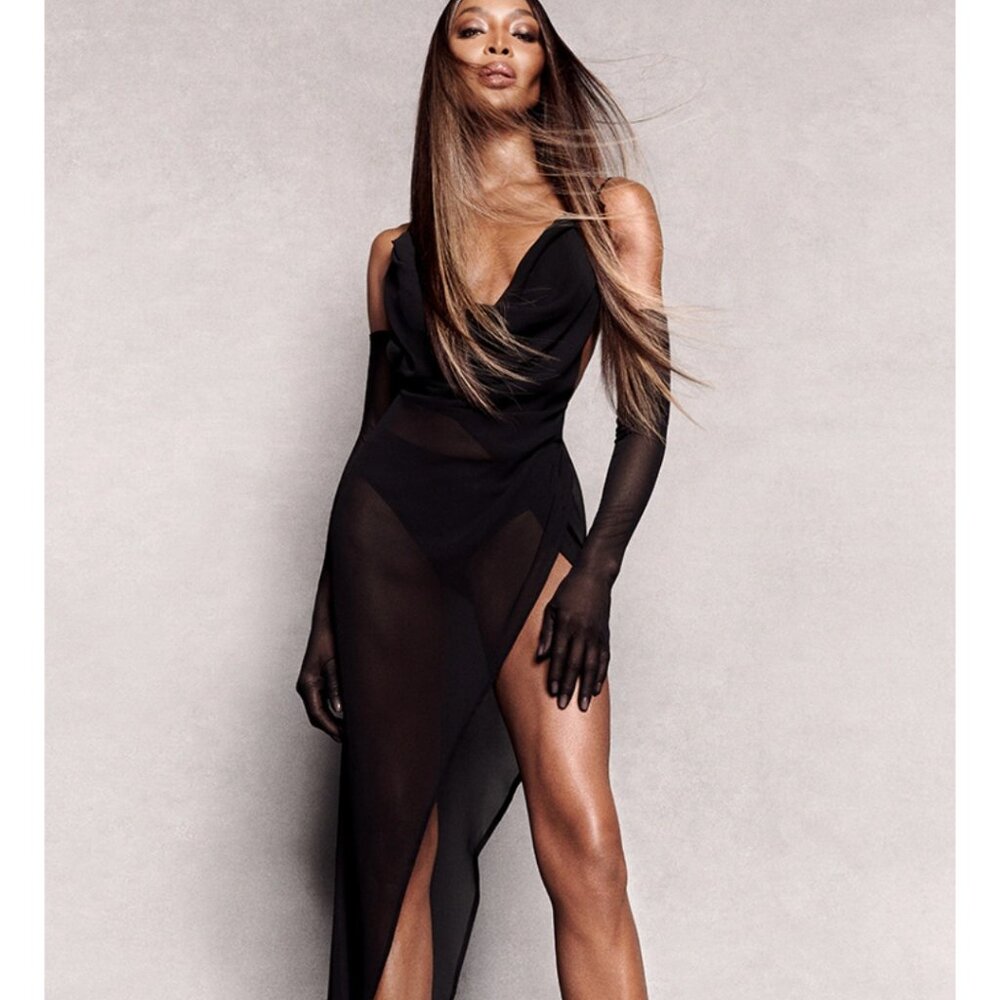 Sheer Maxi dress Naomi Campbell